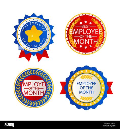 Gradient Employee Of The Month Badges Vector Illustration Stock Vector