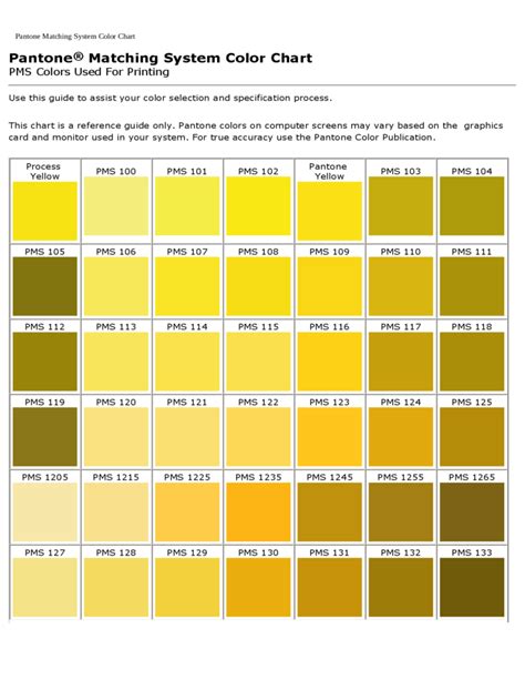 Pantone Matching System Color Chart Free Download