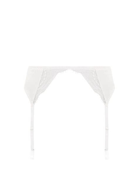 Fleur Of England Signature Silk Blend Satin And Lace Suspender Belt In