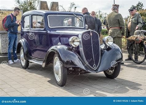 Classic Small Dark Grey Polish Car Polski Fiat P Driving Editorial