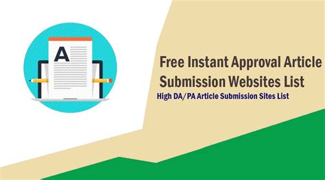 Best Free Instant Approval Article Submission Sites List High Da