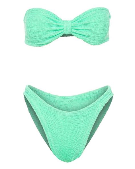 Hunza G Jean Bandeau Bikini Set In Green Lyst