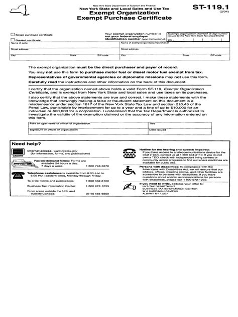 Ny Dtf St 1191 2004 Fill Out Tax Template Online Us Legal Forms