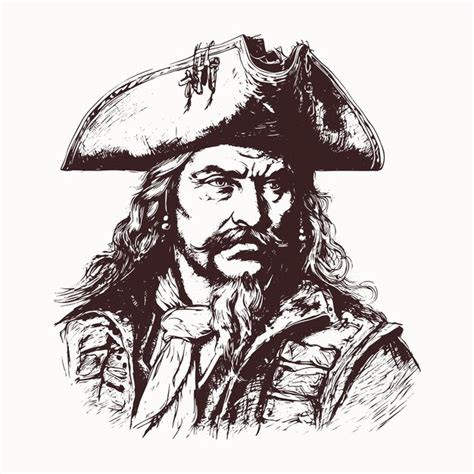 Premium Vector Vector Pirate Old Man Portrait Of A Sailor Hand Drawn