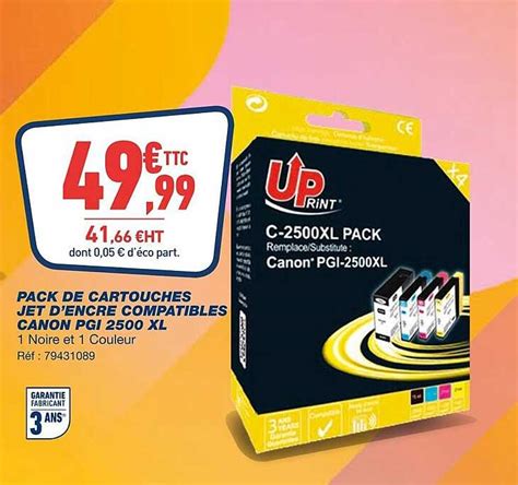 Promo Pack De Cartouches Jet D Encre Compatibles Canon Pgi 2500 Xl Chez