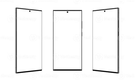 Three Positions Of A Modern Square Shape Smartphone With Thin Sharp