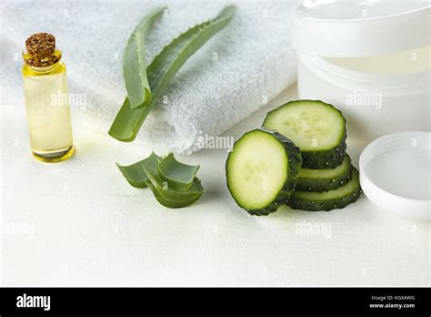 Cucumber And Aloe Cosmetic Cream Face Skin And Body Care Hygiene