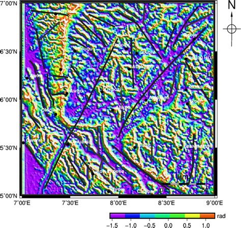 Tilt Derivative Map Of The Coverage Area The Computation Was Performed