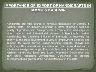 Handicrafts Exports Of J K Last Years Ppt