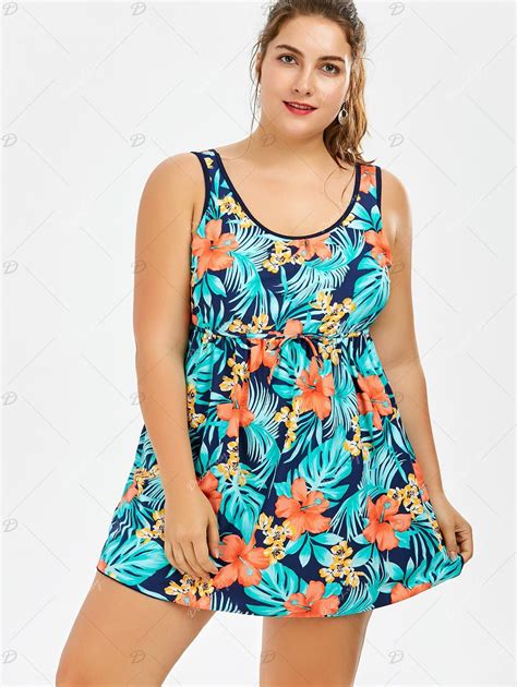 Plus Size Padded Floral Tropical Tank Skirted One Piece Swimsuit One Piece Swimsuit Swimsuits