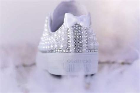 Bling Wedding Converse Bridal Trainers Shoes For Bride Silver Crystals