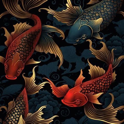 Premium Ai Image There Are Two Fish Swimming In The Water With Gold