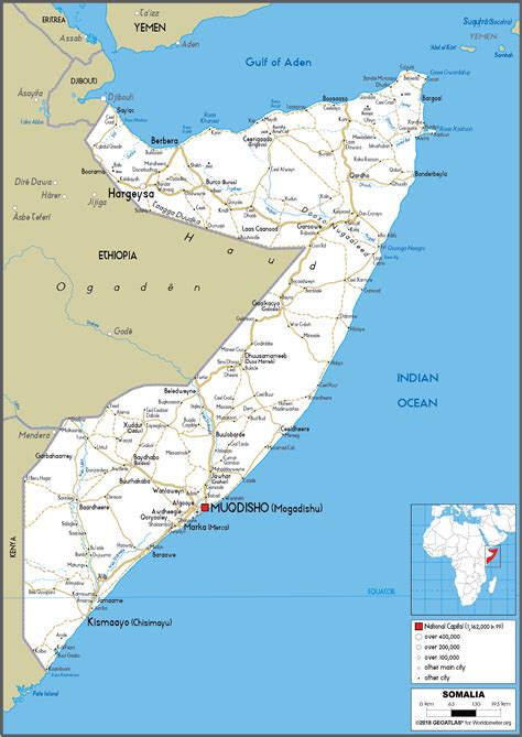 Large Size Road Map Of Somalia Worldometer