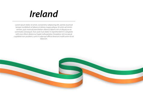 Waving Ribbon Or Banner With Flag Of Ireland Template For Independence