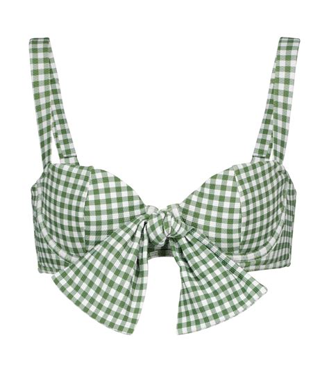 Clara Gingham Bikini Top In Green Alexandra Miro Mytheresa