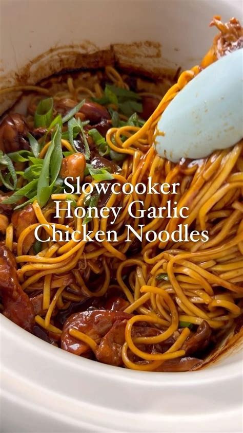 Easy Slow Cooker Honey Garlic Chicken Noodles Recipe Video Rezept Video In 2024 Kochen