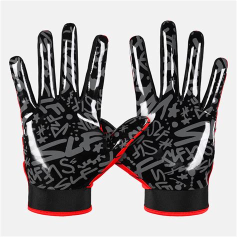 Red Web Pattern Sticky Football Receiver Gloves Sleefs