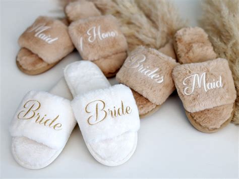 Personalized Bridesmaids Bride Fluffy Slippers Bridesmaids Proposal Custom Future Mrs Slippers