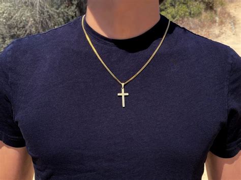 Men's Necklace Gold Cross Necklace Mens Gold Necklace - Etsy | Gold ...