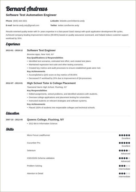 Quality Assurance Job Objective Resume Resume Example Gallery