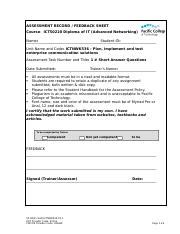 Assessment Short Answer Quesitons Ictnwk Doc Assessment Record