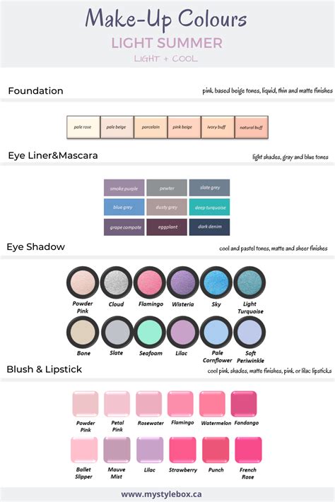 Light Summer Make Up Colour Light Summer Light Summer Color Palette