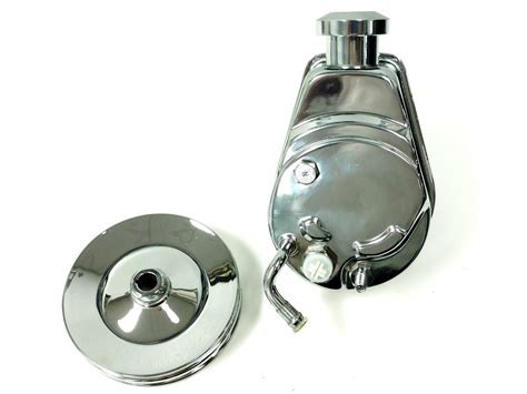 Power Steering Pump W Double Groove Pulley Chrome Saginaw Style Fits