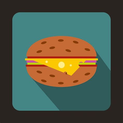 Cheeseburger Symbol Im Flachen Stil Mit Langem Schatten Fast Food