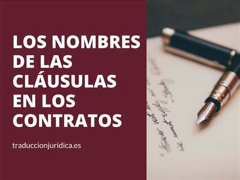 Los Nombres De Las Cl Usulas En Los Contratos