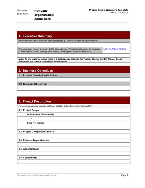 Project Scope Statement Template In Word And Pdf Formats Page 5 Of 6 Hot Sex Picture