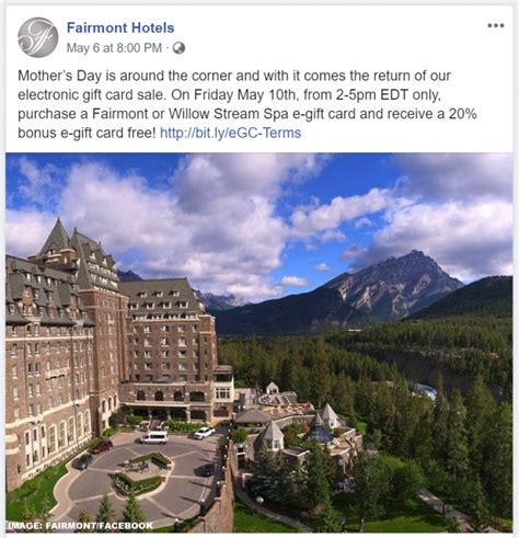 Fairmont E Gift Cards 20 Bonus Sale May 10 2019 2PM 5PM EDT