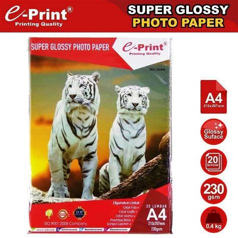 Jual E PRINT SUPER GLOSSY PHOTO PAPER EPRINT A4 230 GSM KERTAS FOTO