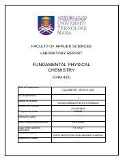 Exp 1 Chm 432 Pdf FACULTY OF APPLIED SCIENCES LABORATORY REPORT