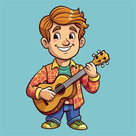 Premium Vector Happy Ukulele Man Cartoon Logo