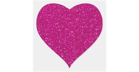 Pink Glitter Heart Sticker Zazzle