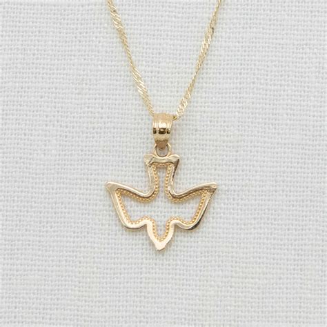 14k Gold Dove Charm With Chain