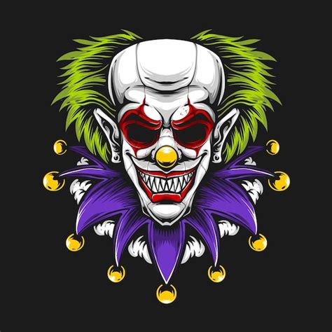 Premium Vector Creepy Clown Head Vector Illustration