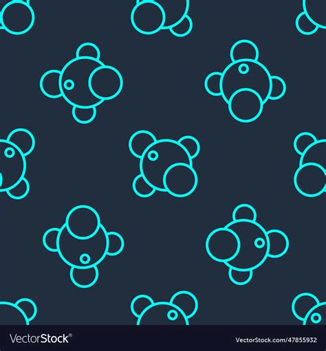 Green Line Molecule Icon Isolated Seamless Pattern