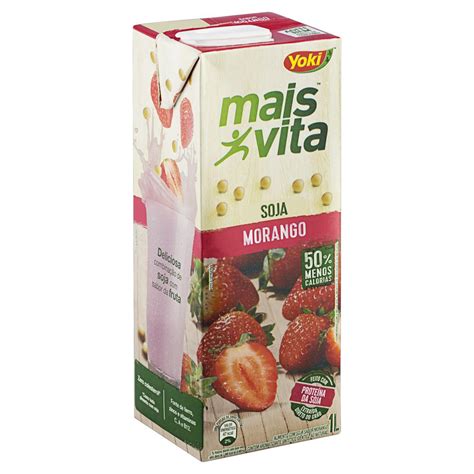 Bebida à Base de Soja Morango Yoki Mais Vita Caixa 1l Supermercado