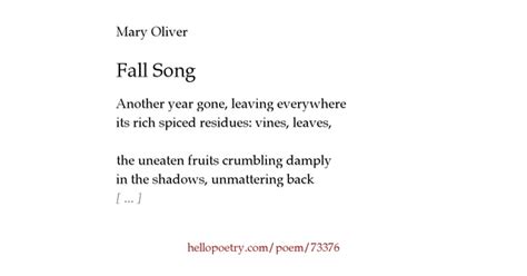 Fall Song By Mary Oliver Hello Poetry