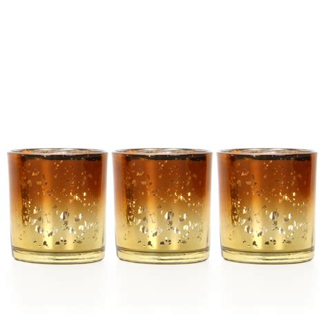 Mainstays Amber And Gold Ombre Mercury Glass Tealight Holder Set Of 3