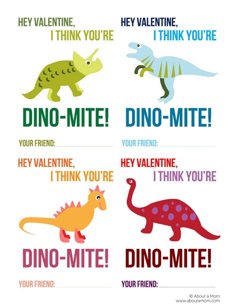 Free Printable Dinosaur Valentines About A Mom