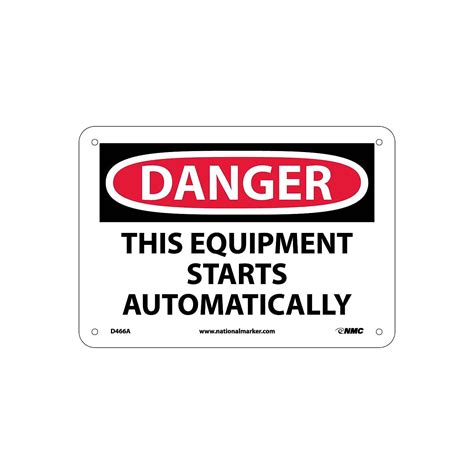 National Marker Danger Signs This Equipment Starts Automatically 7X10