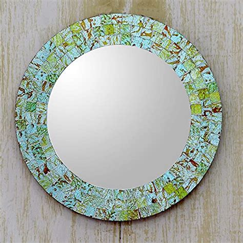 Novica Aqua Splash Glass Mosaic Mirror The Nautical Decor Store