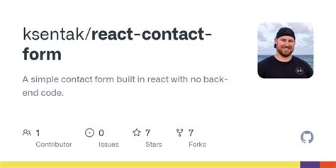 GitHub Ksentak React Contact Form A Simple Contact Form Built In