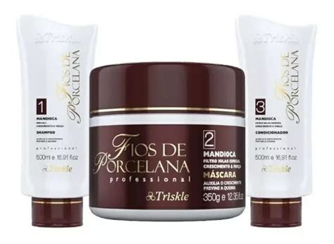 Kit Mandioca Triskle Fios De Porcelana Shampoo Cond Mask MercadoLivre