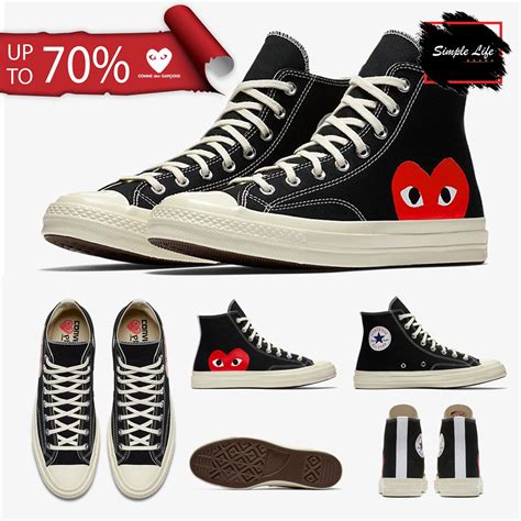 Comme Des Garcons Play X Converse Chuck Taylor All Star 70ปี Black ชาย หญิง Chollatran