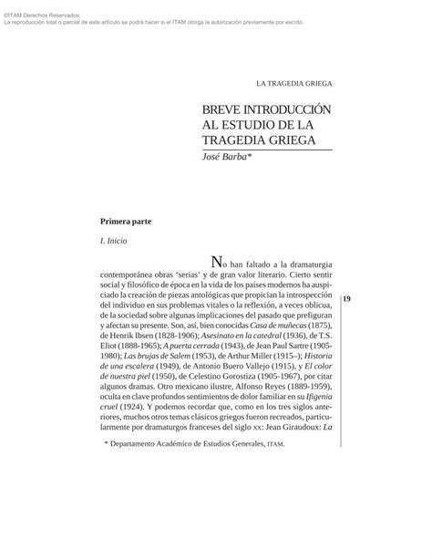 Pdf Breve Introducci N Al Estudio De La Tragedia Griega Jos Barba