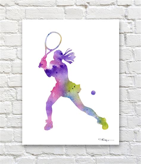 Tennis Player Art Print Abstract Watercolor Painting Wall - Etsy