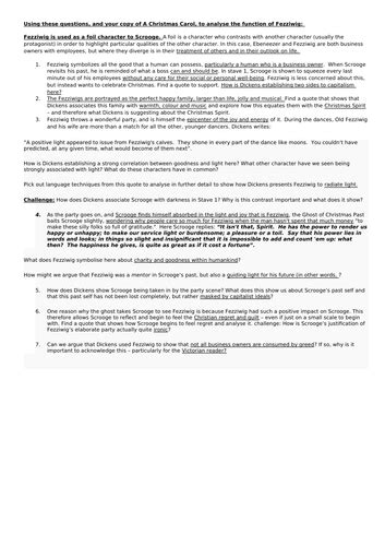 Fezziwig Stave 2 A Christmas Carol High level analysis AQA 9-1 2017 ...